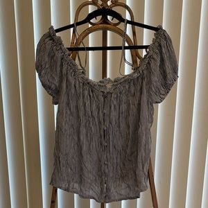 Off the Shoulder Pinstripe Top